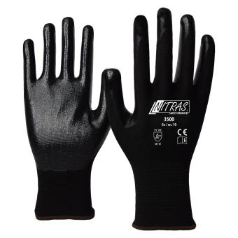 NITRAS Nylonhandschuhe, schwarz, Nitril-Beschichtung 3500