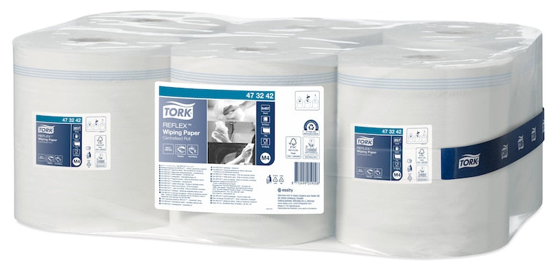 Tork Reflex™ Mehrzweck-Papierwischtücher Weiß M4 473242 6 Rollen 1-Lagig