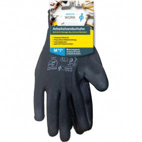 Arbeitshandschuhe M Polyester/PU mit Header Zertifiziert nach Baumusterprüfung