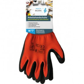 Arbeitshandschuhe M-XL rot/schw. Polyester/Latex