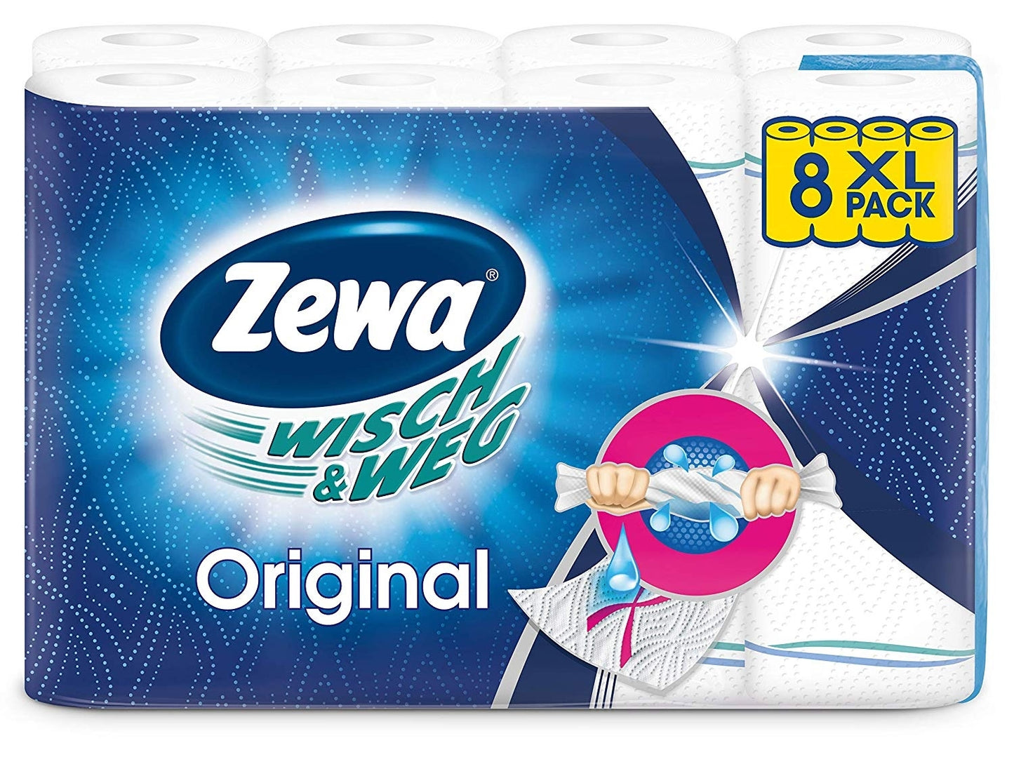 Zewa Wisch & Weg Original Weiß 3 lagig 8 Rollen à 45 Blatt