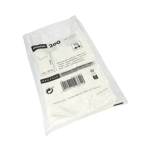 Hemdchenbeutel, HDPE 42 x 21 x 13 cm weiss Papstar 200 stk.