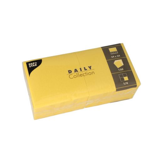 Servietten "DAILY Collection" 1/4-Falz 24 x 24 cm gelb 150stk 2lg