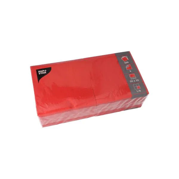Servietten Rot 33 x 33 cm | 3-lagig | 250 Stück | FSC®| PAPSTAR