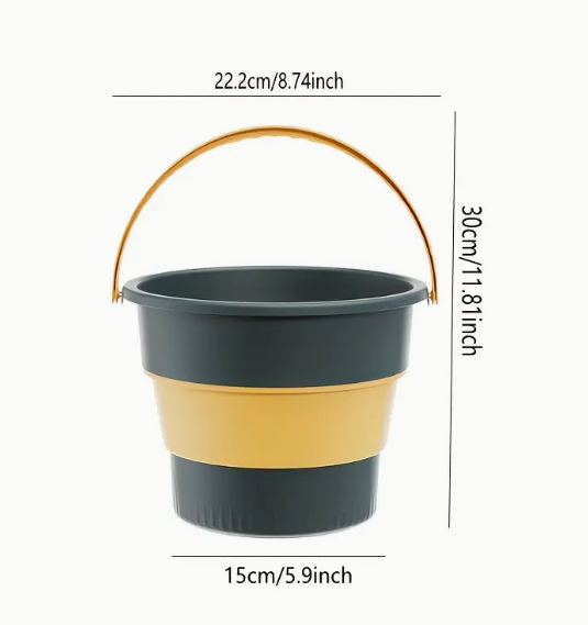 5 Liter Eimer Faltbar Putzeimer Plastik Kunststoff Wassereimer Grau/Gelb
