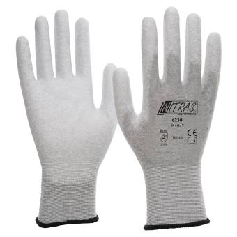 NITRAS Antistatikhandschuhe, Nylon-Carbon-Strick, grau 6230