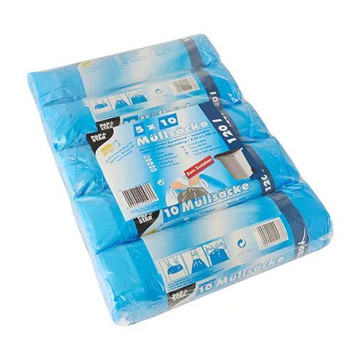 Müllsäcke, 120 Liter, zum Zuziehen, H 100 x B 70 cm, blau 50stk