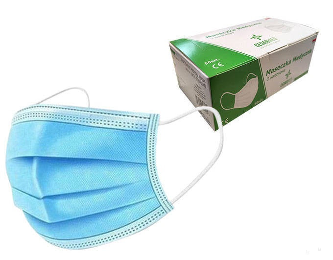 Medizinische OP Maske Typ IIR Einweg Mundschutz 3lg blau 50er Box