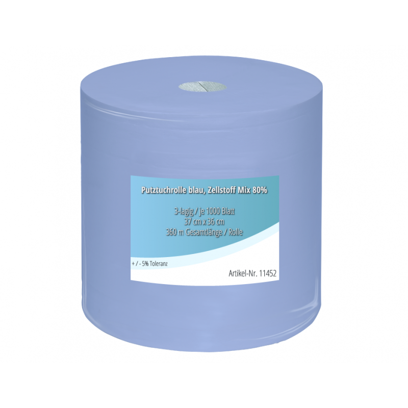 Putztuchrolle Blau 36 x 37 cm 3-lagig, 1000 Blatt / Rolle Werkstatt Profi