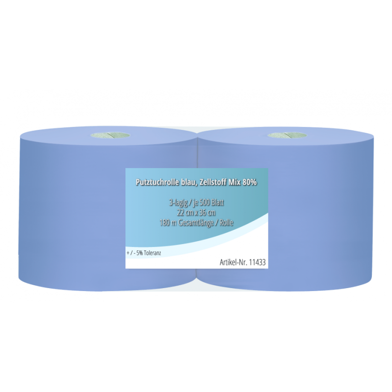 Putztuchrollen Blau 36 x 22 cm 3-lagig, 500 Blatt / Rolle Werkstatt Profi Doppelpack