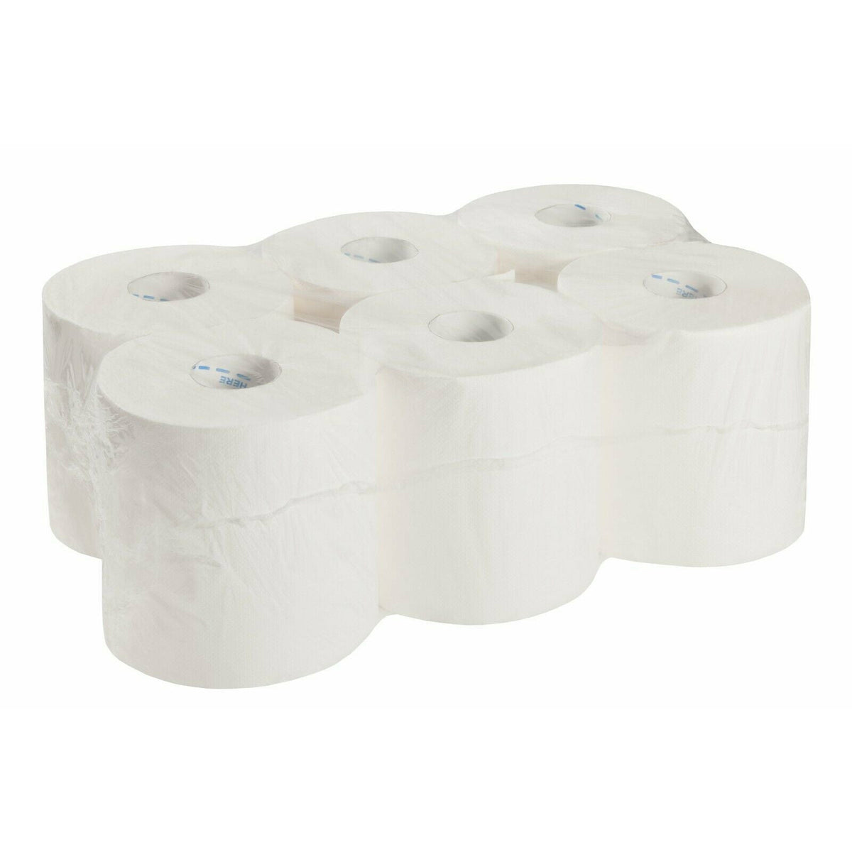 6 x Handtuchrollen Weiß 2 lagig Innenabrollung Putzpapierrollen Handtuchpapier 450Blatt