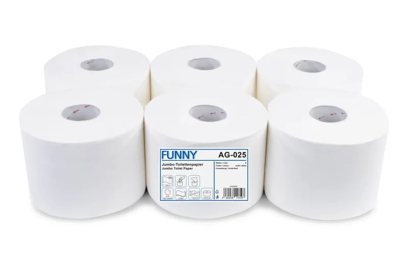 Funny Jumbo-Toilettenpapier, 2-lagig, Ø 19,5 cm, Zellstoff, 6 Rollen a 205m (Smart One T8)