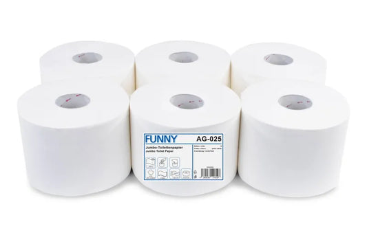 Funny Jumbo-Toilettenpapier, 2-lagig, Ø 19,5 cm, Zellstoff, 6 Rollen a 205m (Smart One T8)