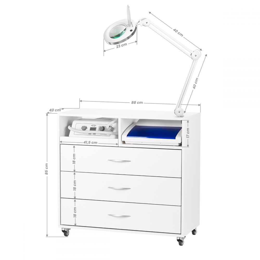PodologieeinheitY-200 Set max Weiß Kosmetikwagen