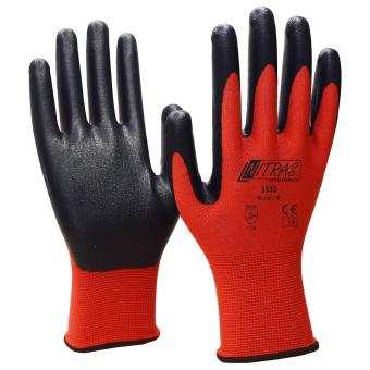 NITRAS Nylonhandschuhe, rot, Nitrilschaum-Beschichtung 3510