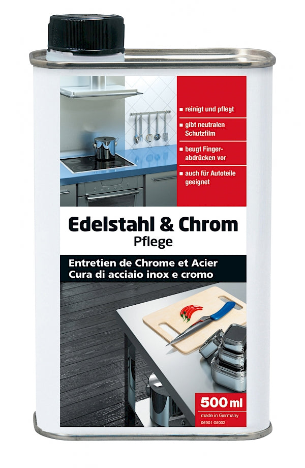 Edelstahl und Chrom Pflege 500ml Glutoclean