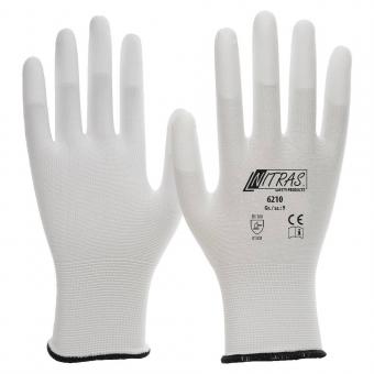 NITRAS Nylonhandschuhe, weiß, PU-Beschichtung 6210
