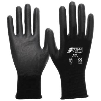 NITRAS Nylonhandschuhe, schwarz, PU-Beschichtung 6215