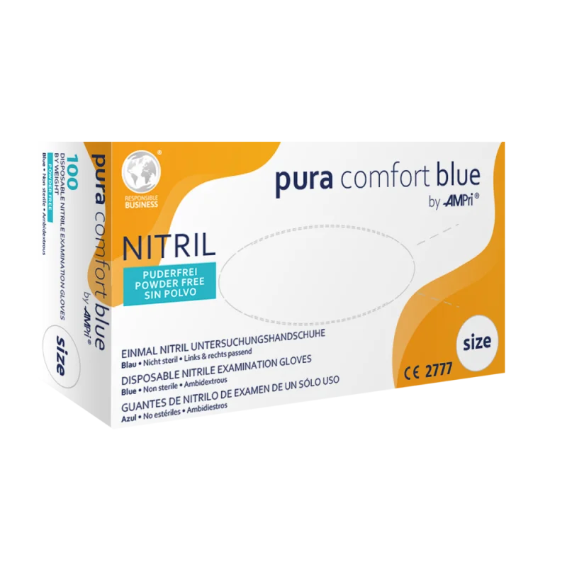 Einmalhandschuhe Nitril  Pura Comfort blau puderfrei 100 Stück