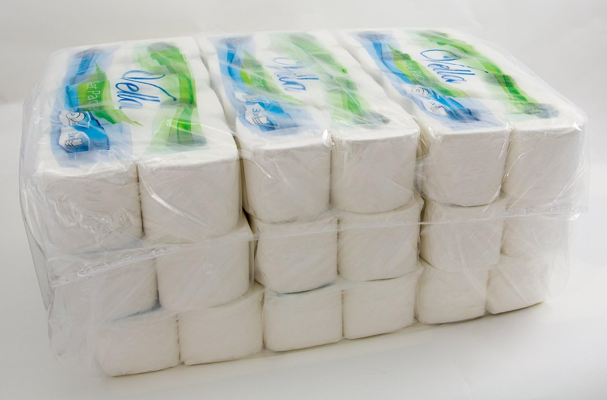 64 Rollen Toilettenpapier 3-lagig hoch weiss 150 Blatt 8x8 Rollen Zellstoff VELLA