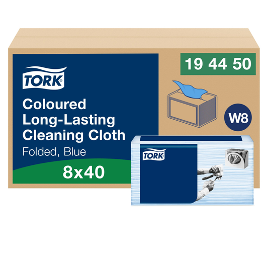 Tork W8 Premium Vliestücher Blau 194450 – 1-lagig, 38 × 30 cm | 8 × 40 Stück (320 Tücher)