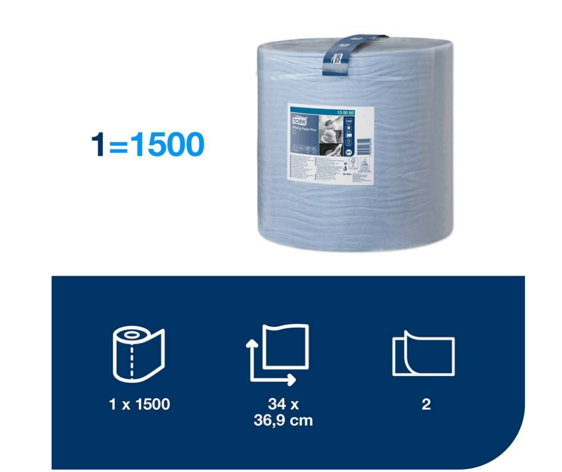 Tork Starke Mehrzweck-2lg blau Hybrid W1 (130050) 37x34cm 1500 Tücher