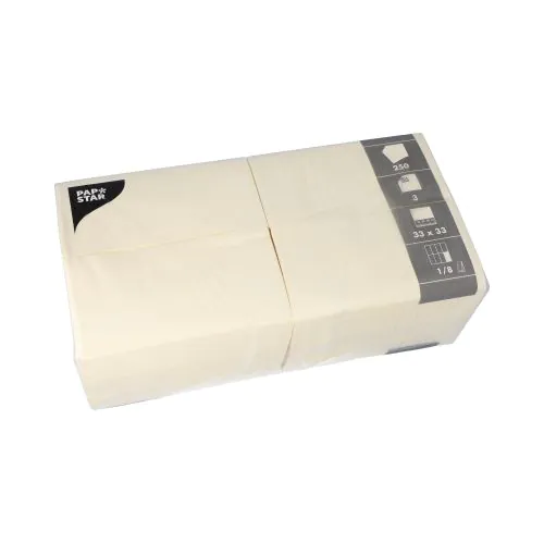 Servietten, creme 3-lagig 1/8-Falz 33 x 33 cm 250stk