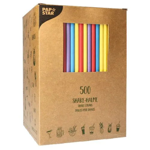 Trinkhalme aus Papier Shake farbig Ø8mm 25cm 88480, 500St/Pack