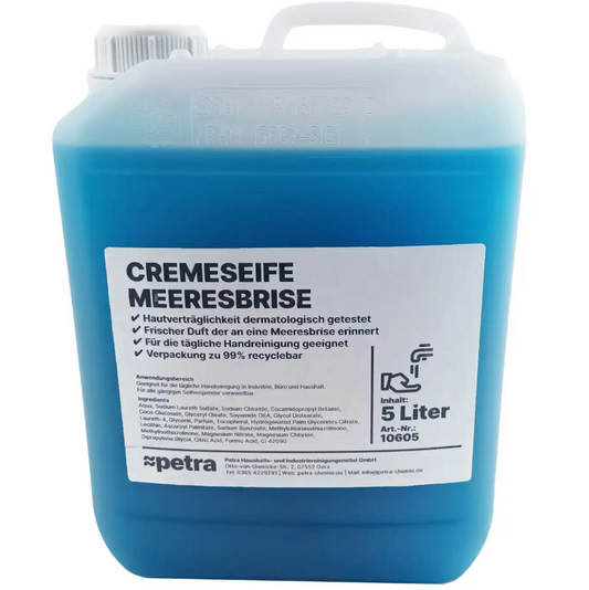Seife, Seifencreme, Flüssigseife, flüssige Seife, Grüner Meeresbrise 5L/10L Kanister