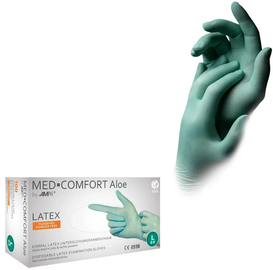 Med Comfort Style Aloe Latex Einweg Handschuhe Einmal Grün puderfrei XS-XL
