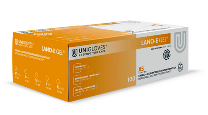Einmalhandschuhe Unigloves LANO-E-GEL Latex weiß Einweghandschuh puderfrei 100Stk
