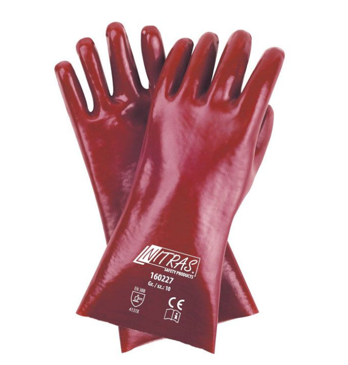 NITRAS PVC-Handschuhe, Baumwoll-Trikot, naturfarben, PVC, rot 160227