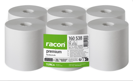 racon® premium Handtuchrollen 2-lagig Weiß – 6 Rollen | Art. 160 538