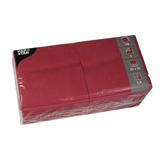 PAPSTAR Servietten Weinrot 33 x 33 cm – 3-lagige Tissue Servietten 250 Stück
