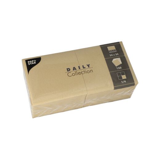 Servietten "DAILY Collection" 1/4-Falz 24 x 24 cm sand 150stk 3lg