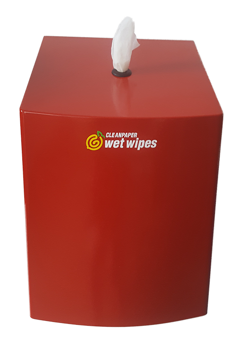 Wandspender Edelstahl Rot Wet Wipes Cleanpaper Fitnessstudio