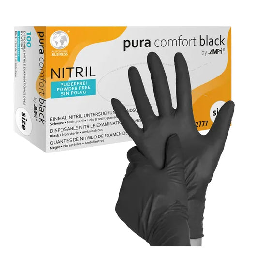 Einmalhandschuhe Nitril  Pura comfort schwarz puderfrei 100 Stück