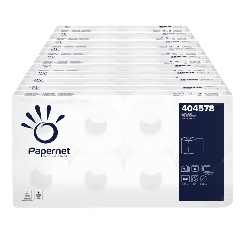 Toilettenpapier Zellstoff 4-lagig / 150 Blatt Papernet 404578 72 Rollen / VE