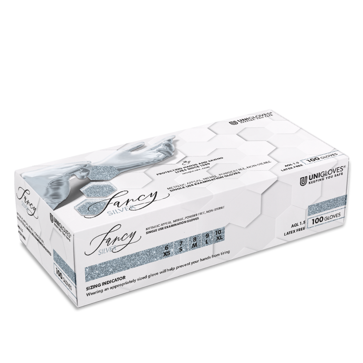 UNIGLOVES FANCY® SILVER Nitril Einmalhandschuhe Puderfrei XS-L