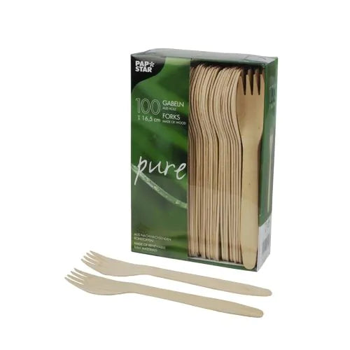 Holzgabeln "pure" 16,5 cm 100Stk Pure Papstar