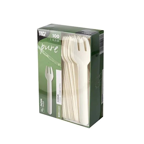 Gabeln, Papier "pure" 15,5 cm weiss 100stk Papstar