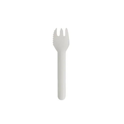 Kuchen- und Snackgabeln aus Papier "pure" 12,7 cm weiss mit einseitig gezacktem Rand 100Stk Papstar