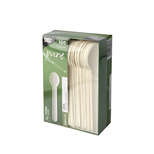 Löffel, Papier "pure" 15,5 cm weiss 100Stk Papstar Pure