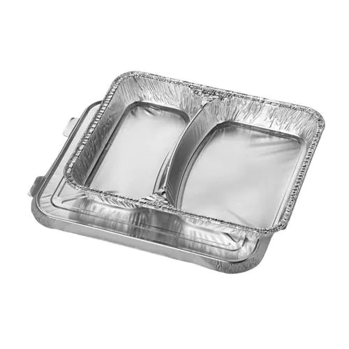Menüschalen + Deckel, Alu 2-geteilt 830 ml 3 x 17,7 x 22,5 cm 50stk