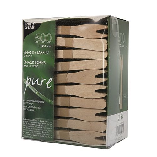 Snackgabeln aus Holz "pure" 12,1 cm PAPSTAR 500STK