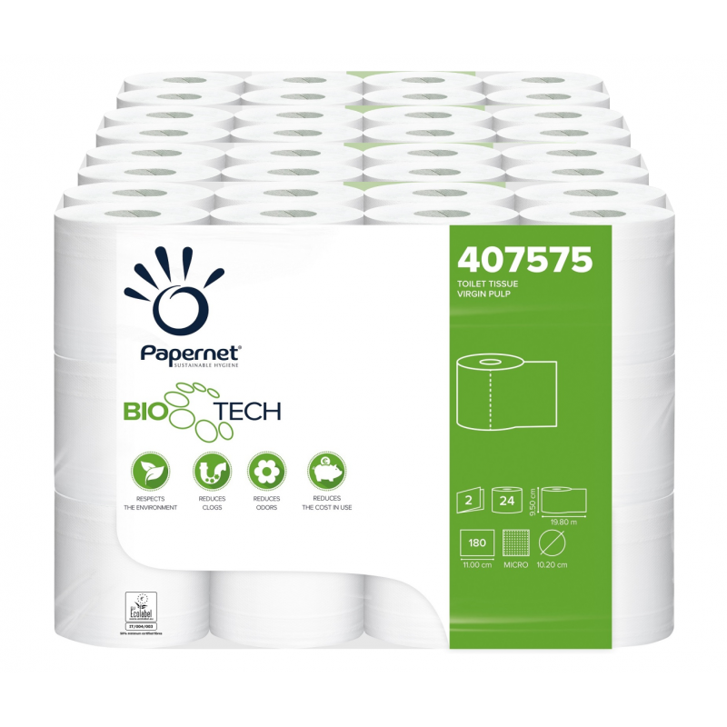 Papernet Camping  Toilettenpapier BIO TECH 2-lagig / 180 Blatt / selbstauflösend Papernet 407575 24 Rollen / VE