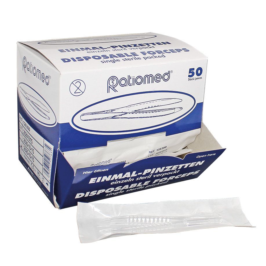 Einmal-Pinzetten Ratiomed steril glasklar, 12,5 cm (50 Stck.)