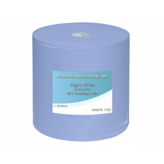 Putztuchrolle Blau 36 x 37 cm 3-lagig, 1000 Blatt / Rolle Werkstatt Profi