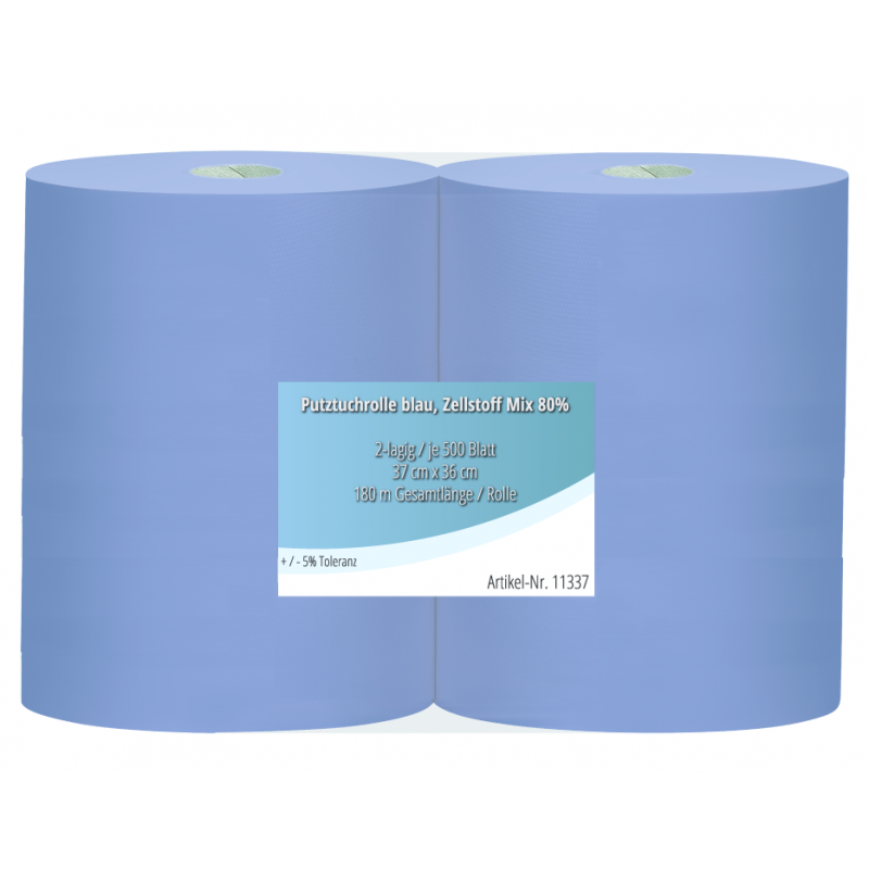 Putztuchrollen Blau 36 x 37 cm 2-lagig, 500 Blatt / Rolle Werkstatt Profi 11337 Doppelpack